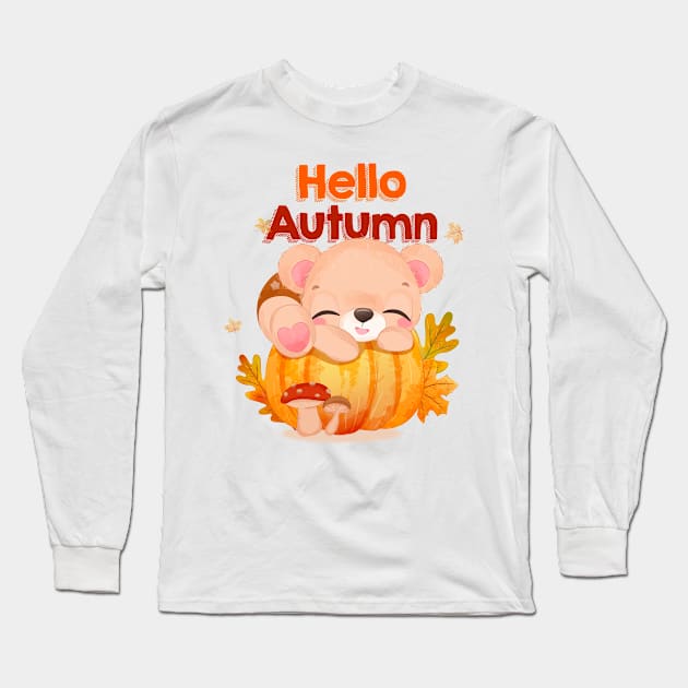 Sleeping cute bear Long Sleeve T-Shirt by yvi